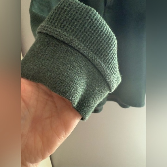 L.L.Bean Mens Green Katahdin Iron Works Bonded Waffle Fleece Henley Pullover XL - Picture 5 of 9
